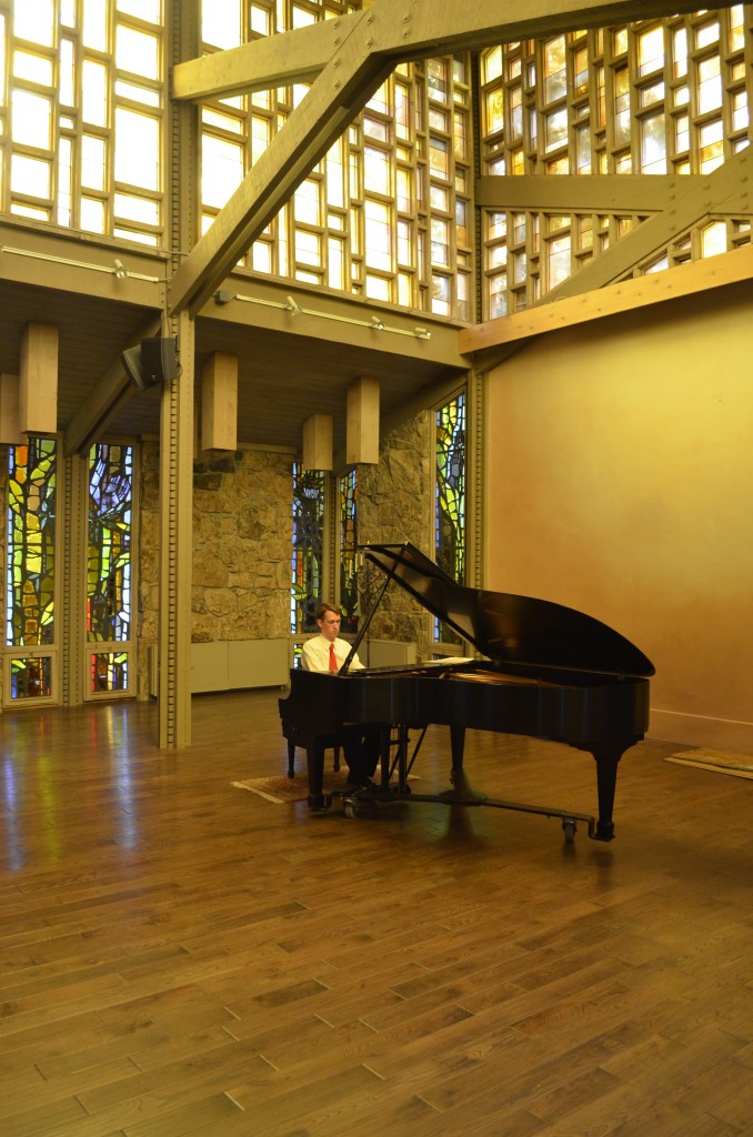 Performing in a student spotlight recital at the Aspen Chapel.