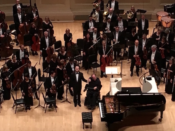 Pianist Evgeny Kissin and Maestro James Levine after a rousing performance.